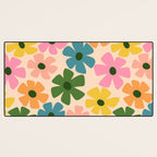 Retro Flower - Big Daisy Cream background Desk Mat Gallery Image 3