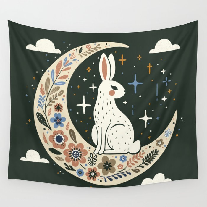Rabbit on the moon  Wall Tapestry Gallery Image 4