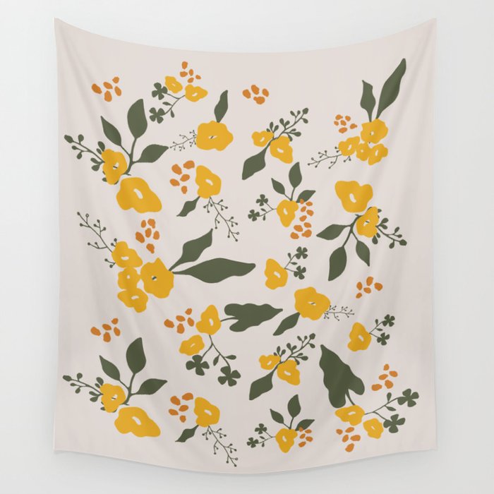 Flower Market Yellow Flowers Wall Tapestry Gallery Image 1