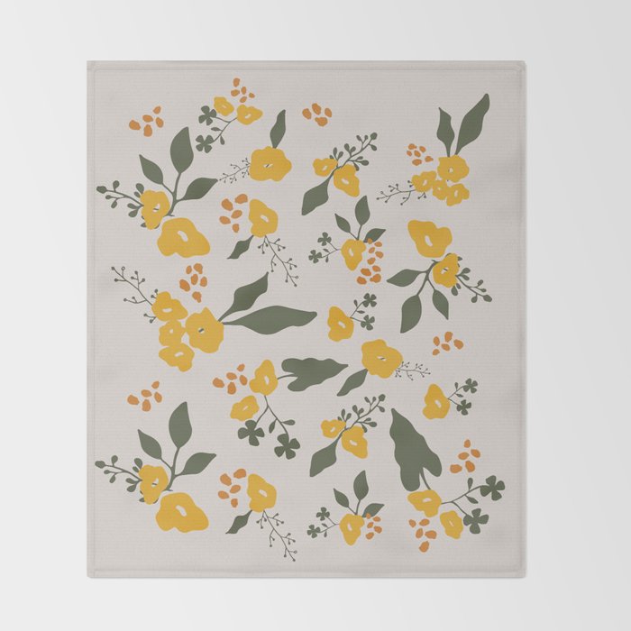 Flower Market Yellow Flowers Throw Blanket Gallery Image 2