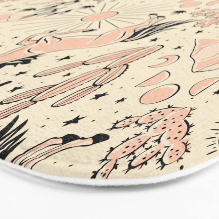 Desert Unicorn - Black, peach pink, and cream Bath Mat Gallery Image 3