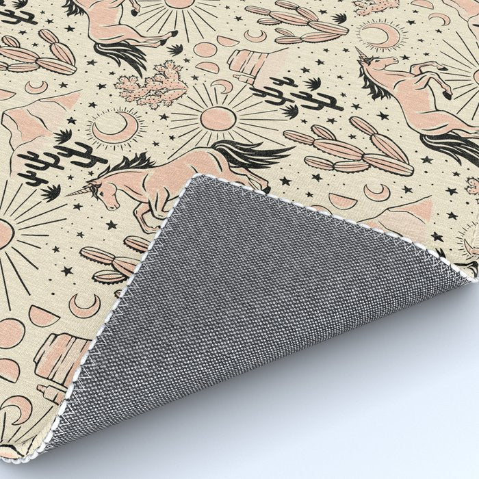 Desert Unicorn - Black, peach pink, and cream Rug Gallery Image 4