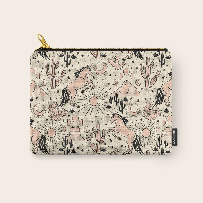 Desert Unicorn - Black, peach pink, and cream Carry All Pouch Gallery Image 1