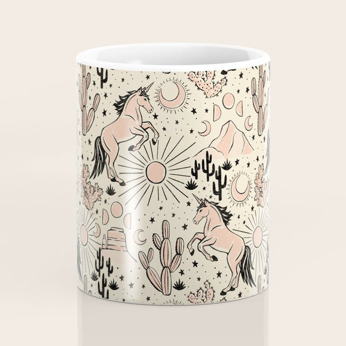 Desert Unicorn - Black, peach pink, and cream Coffee Mug Gallery Image 4