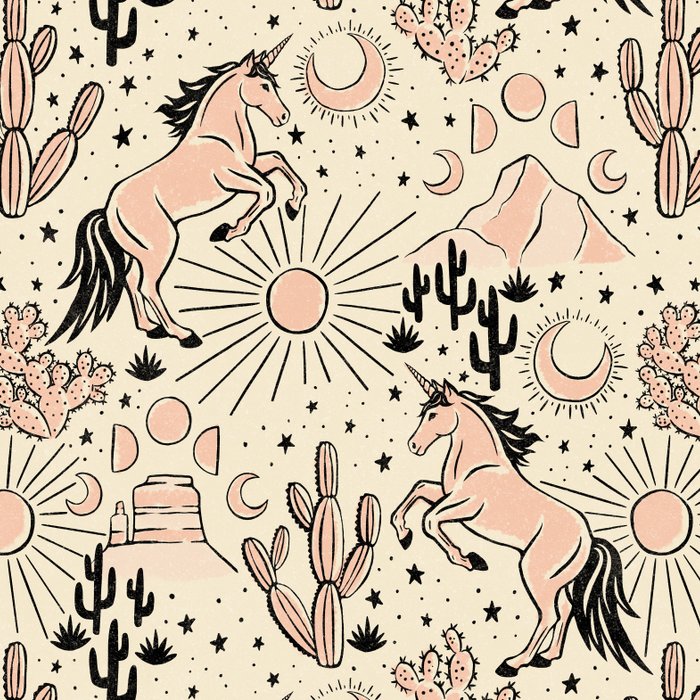 Desert Unicorn - Black, peach pink, and cream Coffee Mug Gallery Image 2