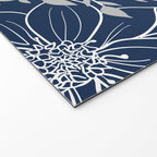 Festive, Floral Prints and Leaves, Line Art, Navy Blue and Gray Welcome Mat Gallery Image 2