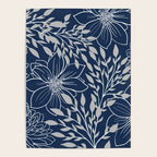 Festive, Floral Prints and Leaves, Line Art, Navy Blue and Gray Poster Gallery Image 4