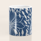 Festive, Floral Prints and Leaves, Line Art, Navy Blue and Gray Coffee Mug Gallery Image 4