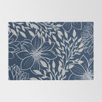 Festive, Floral Prints and Leaves, Line Art, Navy Blue and Gray Rug Gallery Image 2