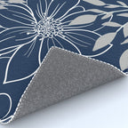 Festive, Floral Prints and Leaves, Line Art, Navy Blue and Gray Rug Gallery Image 4