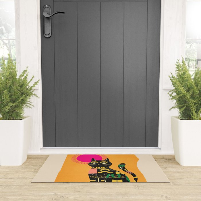 Very Happy Abstract Cat 4 Welcome Mat Gallery Image 3