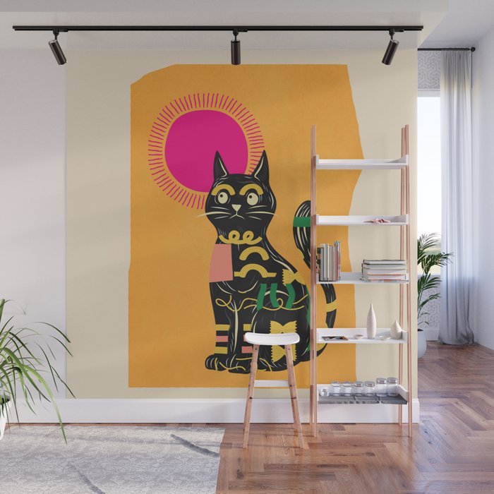 Very Happy Abstract Cat 4 Wall Mural Gallery Image 1