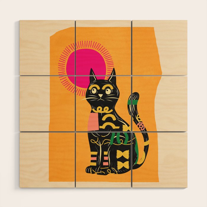 Very Happy Abstract Cat 4 Wood Wall Art Gallery Image 1