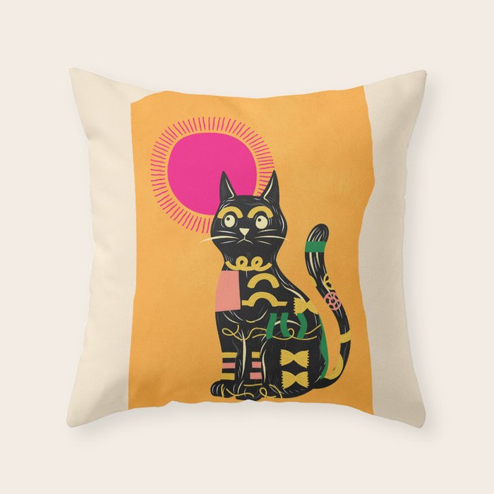 Very Happy Abstract Cat 4 Throw Pillow Gallery Image 1