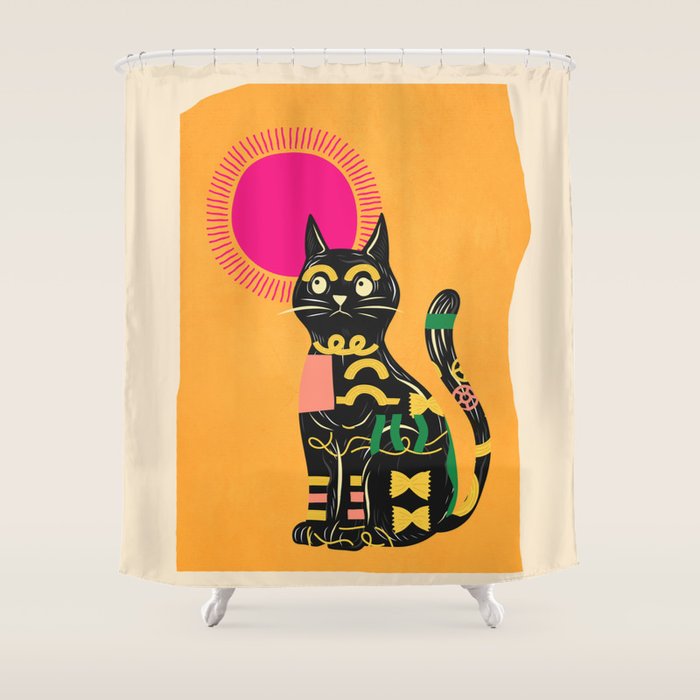 Very Happy Abstract Cat 4 Shower Curtain Gallery Image 1
