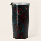 Vintage Black Dramatic Glamour Autumn Romanticism: Maximalism Moody Florals - Grand Millennial Midnight burgundy Roses Black Roses Bouquets and Nostalgic Gothic Mystic Flowers Travel Mug Gallery Image 3