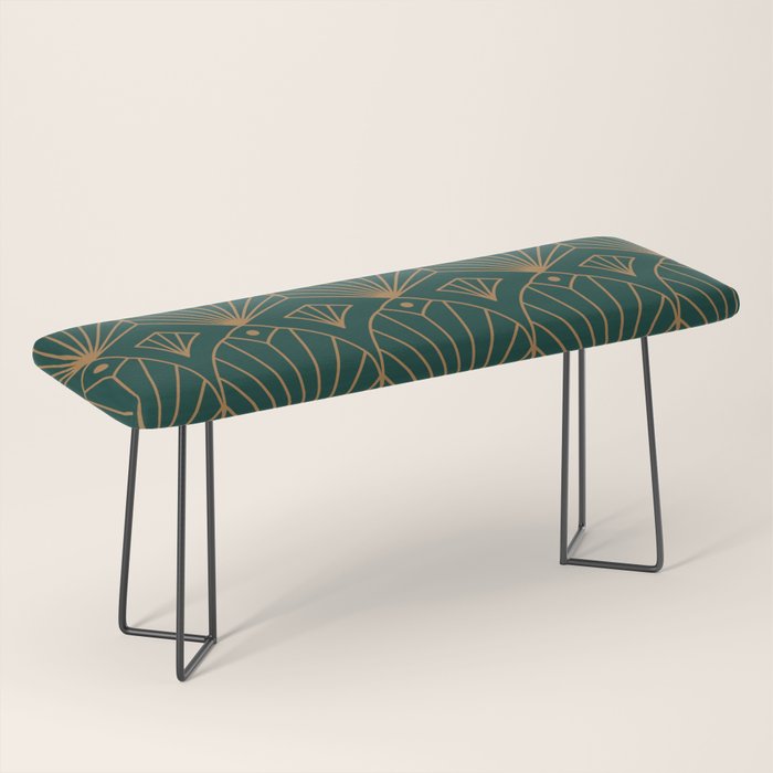 Art Deco Emerald Green & Gold Pattern Bench Gallery Image 1
