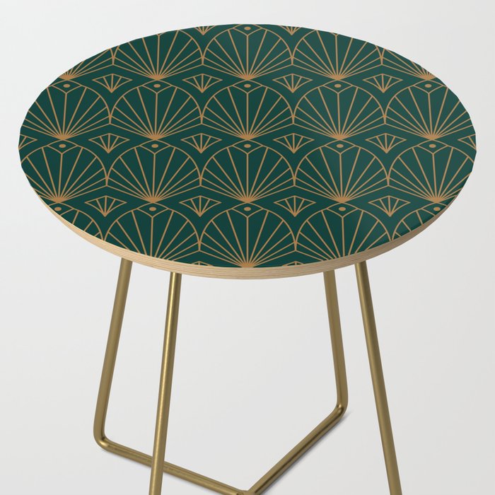 Art Deco Emerald Green & Gold Pattern Side Table Gallery Image 2