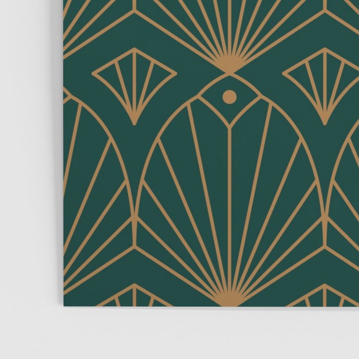 Art Deco Emerald Green & Gold Pattern Poster Gallery Image 3