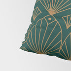 Art Deco Emerald Green & Gold Pattern Pillow Sham Gallery Image 4