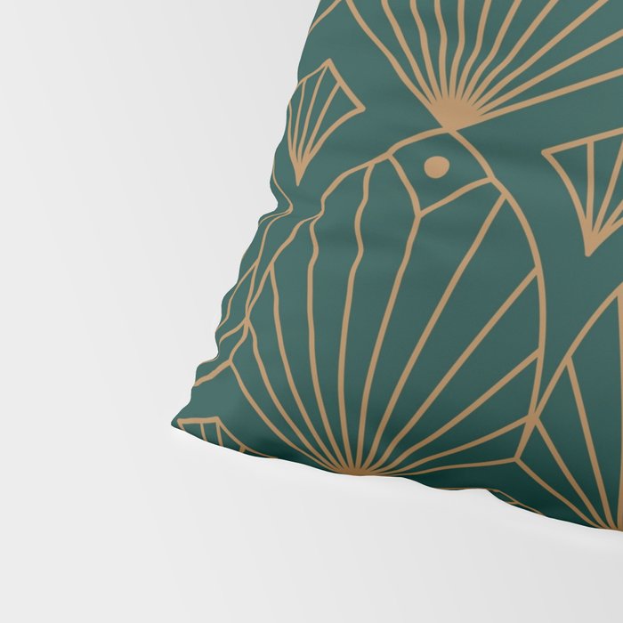Art Deco Emerald Green & Gold Pattern Pillow Sham Gallery Image 4
