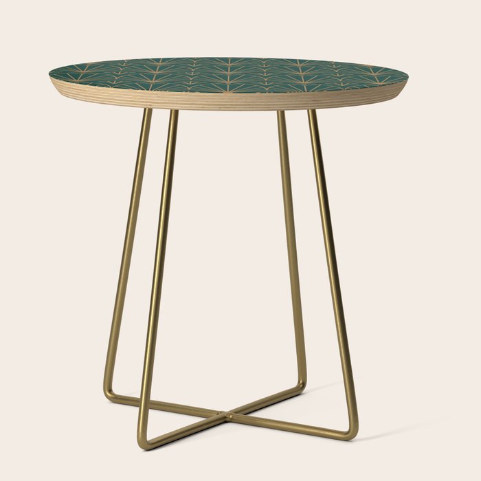 Art Deco Emerald Green & Gold Pattern Side Table Gallery Image 1