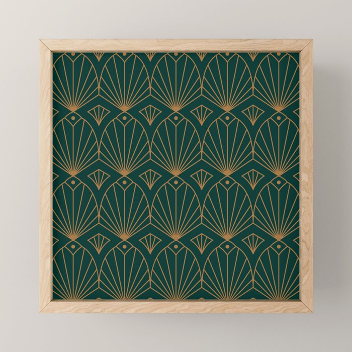 Art Deco Emerald Green & Gold Pattern Mini Art Print Gallery Image 1