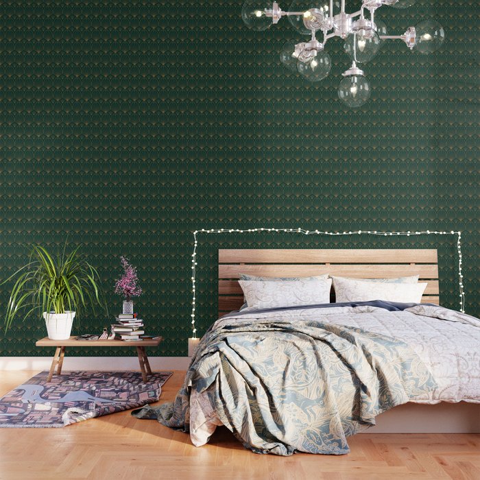 Art Deco Emerald Green & Gold Pattern Wallpaper Gallery Image 3