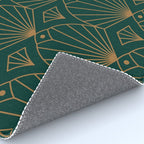 Art Deco Emerald Green & Gold Pattern Rug Gallery Image 4