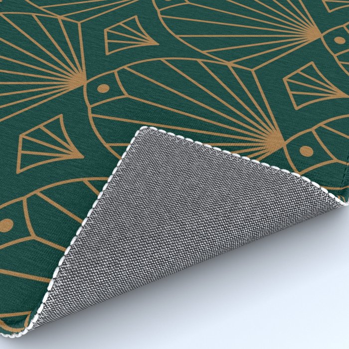 Art Deco Emerald Green & Gold Pattern Rug Gallery Image 4