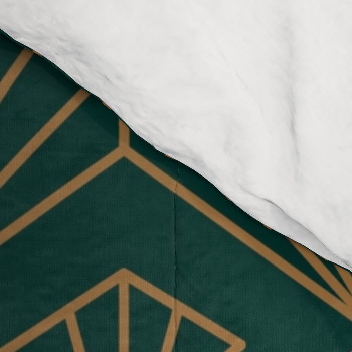 Art Deco Emerald Green & Gold Pattern Comforter Gallery Image 4