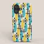 Retro Mid Century Modern Googie Design 231 Turquoise and Yellow iPhone Case Gallery Image 1