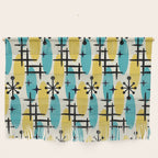 Retro Mid Century Modern Googie Design 231 Turquoise and Yellow Wall Hanging Gallery Image 1