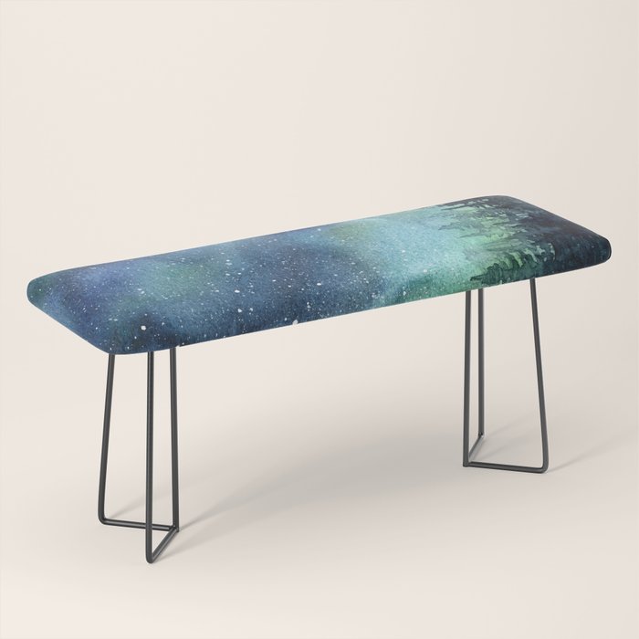 Galaxy Watercolor Aurora Borealis Painting Bench