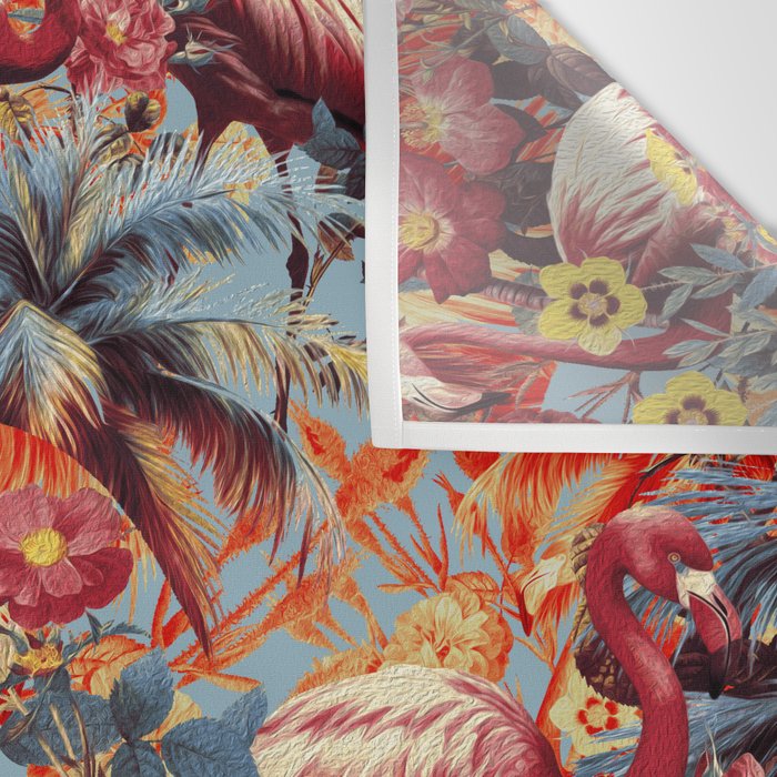 Flamingos and Floral Pattern Wall Tapestry Gallery Image 3