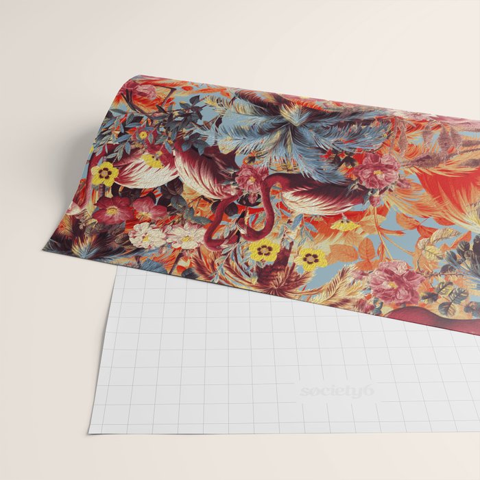 Flamingos and Floral Pattern Wrapping Paper Gallery Image 2