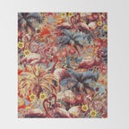 Flamingos and Floral Pattern Throw Blanket Gallery Image 2
