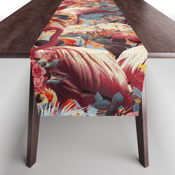 Flamingos and Floral Pattern Table Runner Gallery Image 1