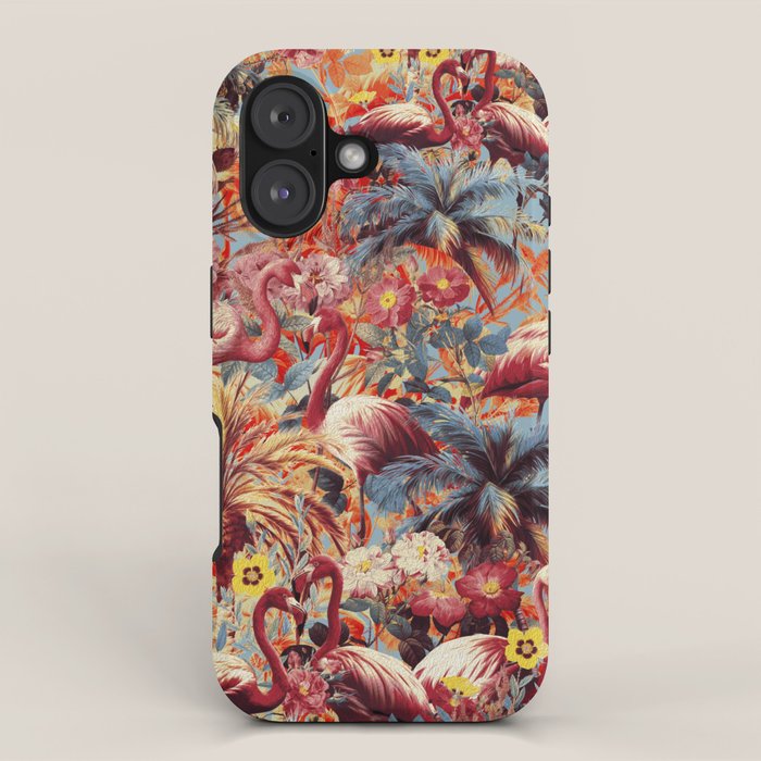 Flamingos and Floral Pattern iPhone Case Gallery Image 1