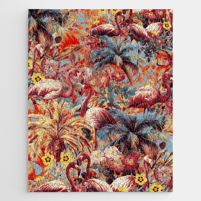 Flamingos and Floral Pattern Jigsaw Puzzle Gallery Image 1