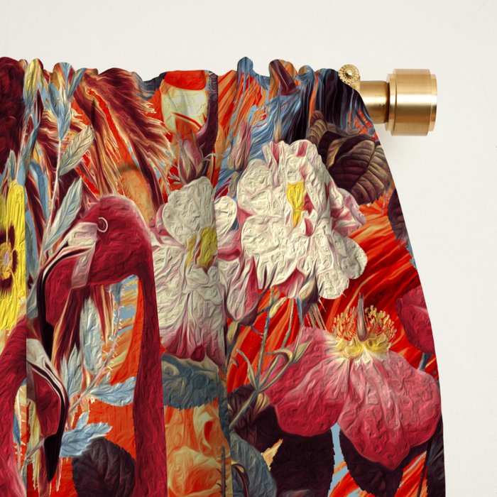Flamingos and Floral Pattern Window Curtain Gallery Image 2