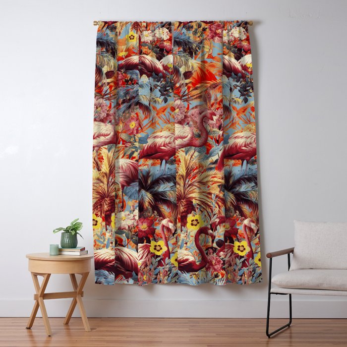 Flamingos and Floral Pattern Window Curtain Gallery Image 5