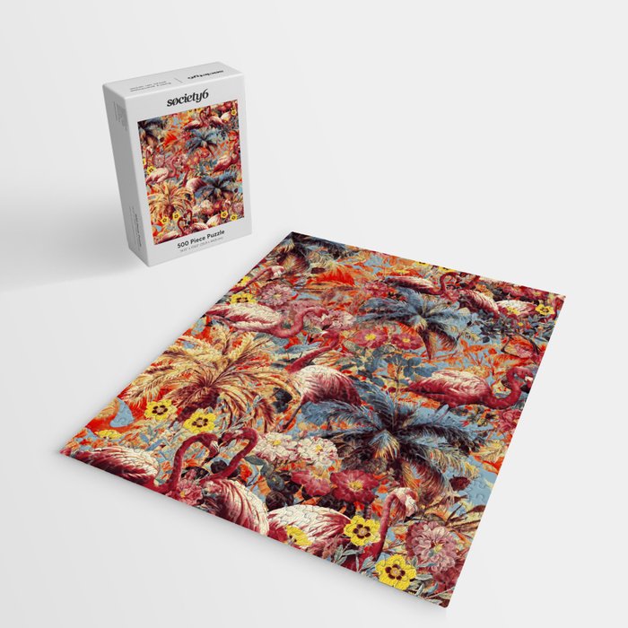 Flamingos and Floral Pattern Jigsaw Puzzle Gallery Image 2