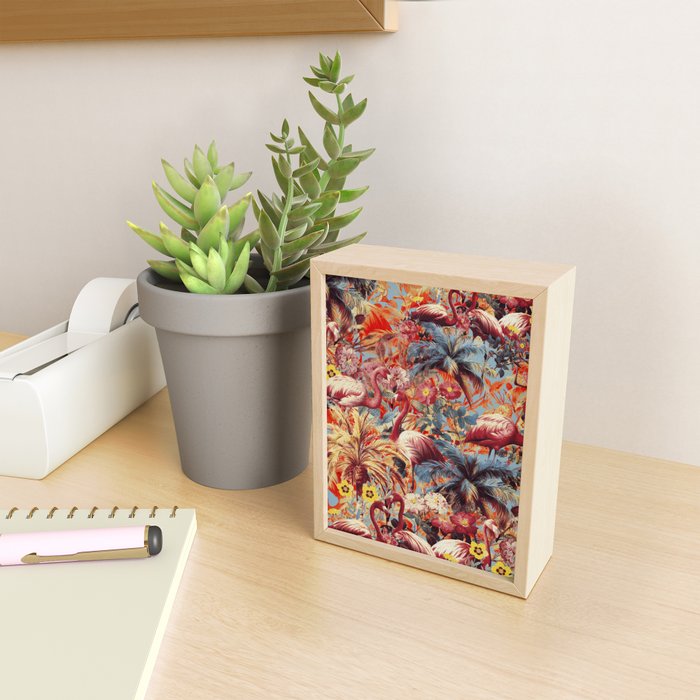 Flamingos and Floral Pattern Mini Art Print Gallery Image 2