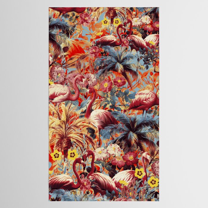 Flamingos and Floral Pattern Tablecloth Gallery Image 2
