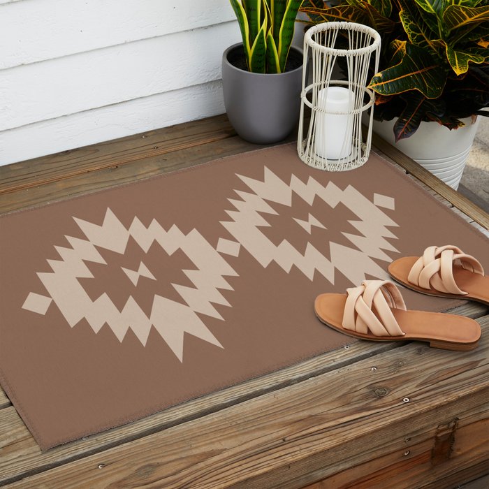 Southwestern Minimalism XXV - Coffee Creme Outdoor Rug Gallery Image 2
