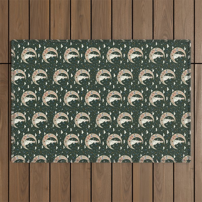 Rabbit on the moon  Outdoor Rug Gallery Image 1
