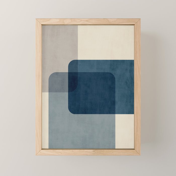 Classy Blue Beige Geometric II Mini Art Print Gallery Image 1