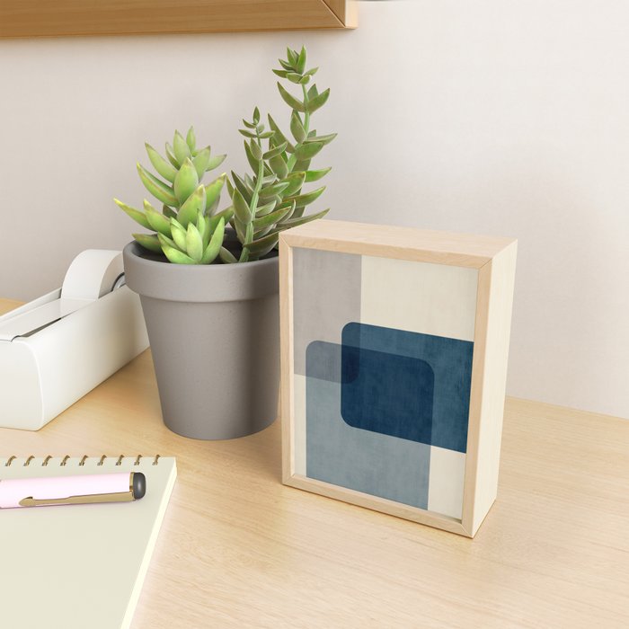 Classy Blue Beige Geometric II Mini Art Print Gallery Image 2