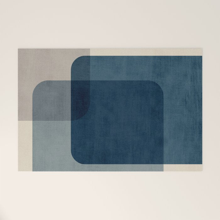 Classy Blue Beige Geometric II Welcome Mat Gallery Image 1